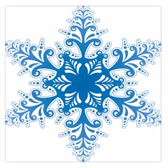 Snowflakes Blue Flower Large Satin Scarf (square) by Mariart