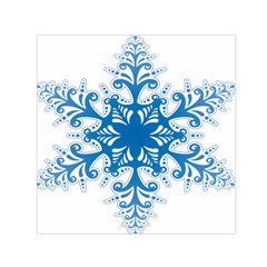 Snowflakes Blue Flower Small Satin Scarf (square) by Mariart