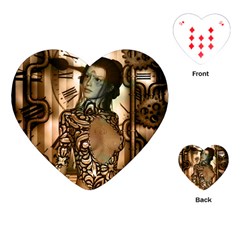 Steampunk, Steampunk Women With Clocks And Gears Playing Cards (heart)  by FantasyWorld7