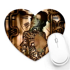 Steampunk, Steampunk Women With Clocks And Gears Heart Mousepads by FantasyWorld7