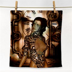 Steampunk, Steampunk Women With Clocks And Gears Face Towel by FantasyWorld7