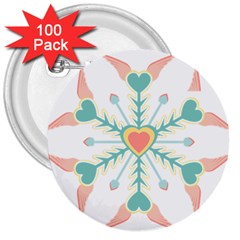 Snowflakes Heart Love Valentine Angle Pink Blue Sexy 3  Buttons (100 Pack)  by Mariart