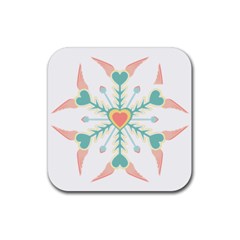 Snowflakes Heart Love Valentine Angle Pink Blue Sexy Rubber Coaster (square)  by Mariart