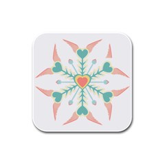 Snowflakes Heart Love Valentine Angle Pink Blue Sexy Rubber Square Coaster (4 Pack)  by Mariart