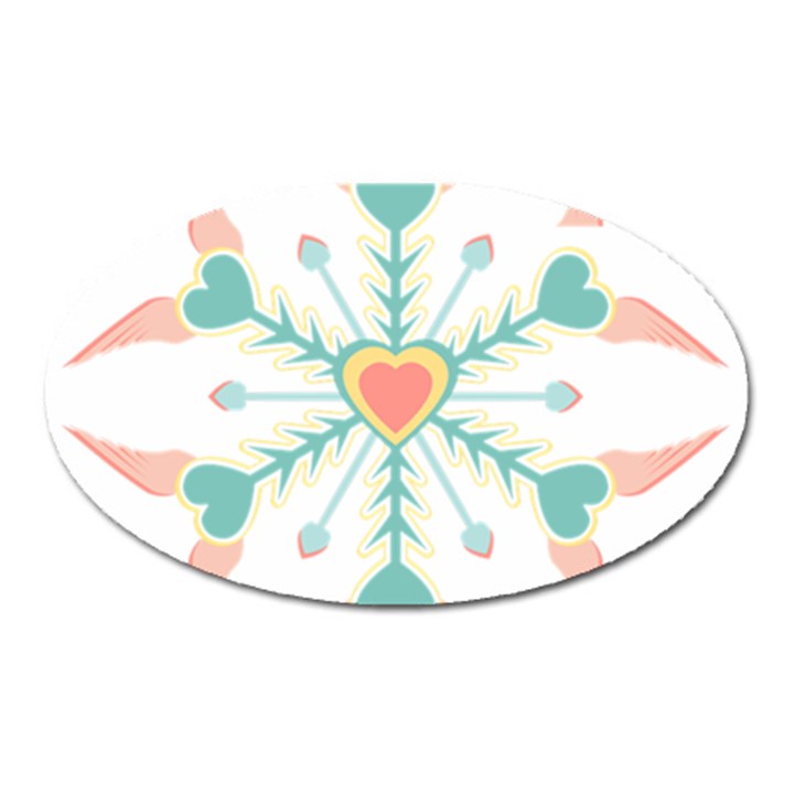 Snowflakes Heart Love Valentine Angle Pink Blue Sexy Oval Magnet