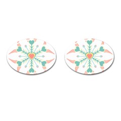 Snowflakes Heart Love Valentine Angle Pink Blue Sexy Cufflinks (oval) by Mariart