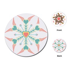 Snowflakes Heart Love Valentine Angle Pink Blue Sexy Playing Cards (round)  by Mariart