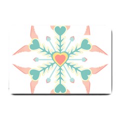 Snowflakes Heart Love Valentine Angle Pink Blue Sexy Small Doormat  by Mariart