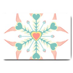 Snowflakes Heart Love Valentine Angle Pink Blue Sexy Large Doormat  by Mariart