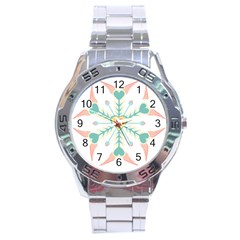 Snowflakes Heart Love Valentine Angle Pink Blue Sexy Stainless Steel Analogue Watch by Mariart