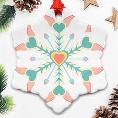 Snowflakes Heart Love Valentine Angle Pink Blue Sexy Ornament (snowflake)