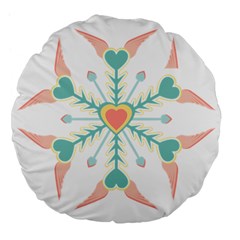 Snowflakes Heart Love Valentine Angle Pink Blue Sexy Large 18  Premium Flano Round Cushions by Mariart