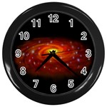 Space Galaxy Black Sun Wall Clocks (Black) Front