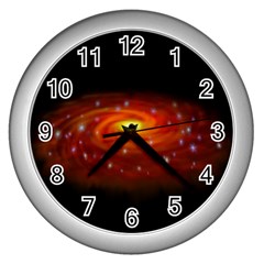 Space Galaxy Black Sun Wall Clocks (silver) 