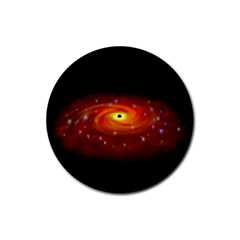 Space Galaxy Black Sun Rubber Round Coaster (4 Pack) 