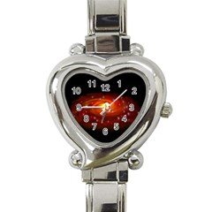 Space Galaxy Black Sun Heart Italian Charm Watch