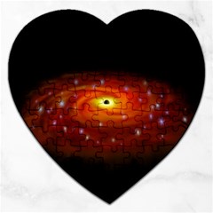 Space Galaxy Black Sun Jigsaw Puzzle (heart) by Mariart