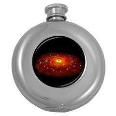 Space Galaxy Black Sun Round Hip Flask (5 Oz)