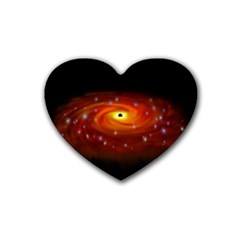 Space Galaxy Black Sun Heart Coaster (4 Pack)  by Mariart