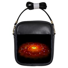 Space Galaxy Black Sun Girls Sling Bags by Mariart