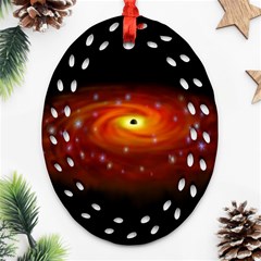 Space Galaxy Black Sun Oval Filigree Ornament (two Sides)