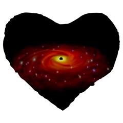 Space Galaxy Black Sun Large 19  Premium Flano Heart Shape Cushions