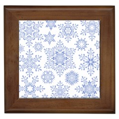 Snowflakes Blue White Cool Framed Tiles by Mariart