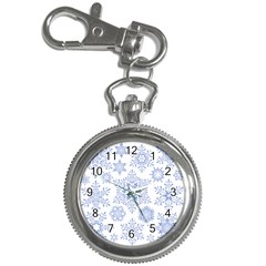 Snowflakes Blue White Cool Key Chain Watches by Mariart