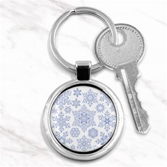 Snowflakes Blue White Cool Key Chains (round)  by Mariart