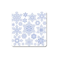 Snowflakes Blue White Cool Square Magnet by Mariart