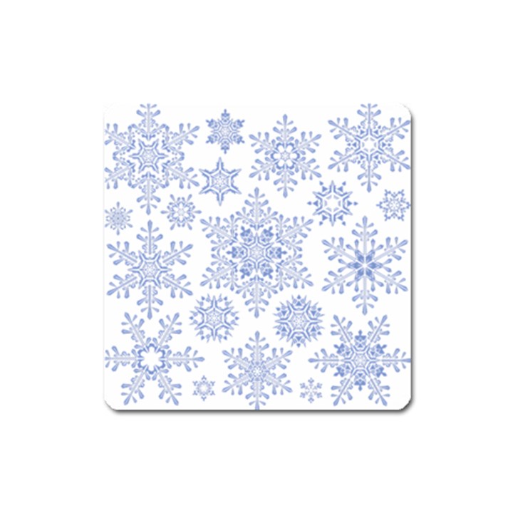 Snowflakes Blue White Cool Square Magnet