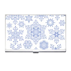 Snowflakes Blue White Cool Business Card Holders by Mariart