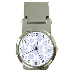 Snowflakes Blue White Cool Money Clip Watches by Mariart