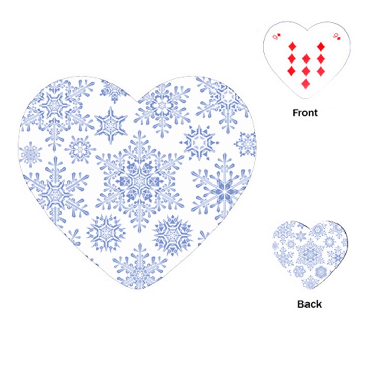 Snowflakes Blue White Cool Playing Cards (Heart) 