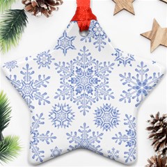 Snowflakes Blue White Cool Star Ornament (two Sides)