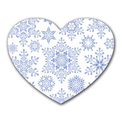 Snowflakes Blue White Cool Heart Mousepads by Mariart