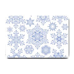 Snowflakes Blue White Cool Small Doormat  by Mariart