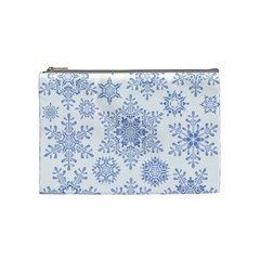 Snowflakes Blue White Cool Cosmetic Bag (medium)  by Mariart