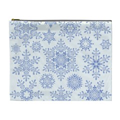 Snowflakes Blue White Cool Cosmetic Bag (xl) by Mariart