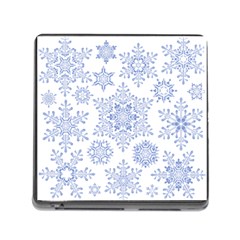 Snowflakes Blue White Cool Memory Card Reader (square) by Mariart