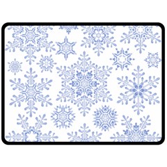 Snowflakes Blue White Cool Fleece Blanket (large)  by Mariart