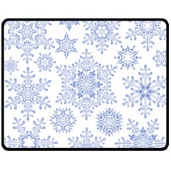 Snowflakes Blue White Cool Fleece Blanket (medium)  by Mariart