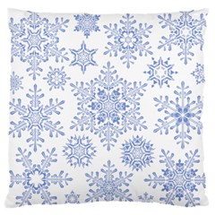 Snowflakes Blue White Cool Large Cushion Case (one Side) by Mariart