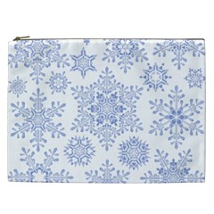 Snowflakes Blue White Cool Cosmetic Bag (xxl)  by Mariart