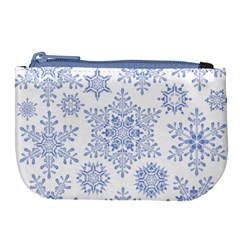 Snowflakes Blue White Cool Large Coin Purse by Mariart