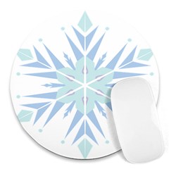 Snowflakes Star Blue Triangle Round Mousepads by Mariart