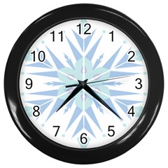 Snowflakes Star Blue Triangle Wall Clocks (black) by Mariart