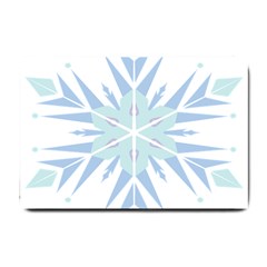 Snowflakes Star Blue Triangle Small Doormat  by Mariart