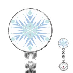 Snowflakes Star Blue Triangle Stainless Steel Nurses Watch by Mariart