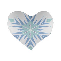 Snowflakes Star Blue Triangle Standard 16  Premium Flano Heart Shape Cushions by Mariart